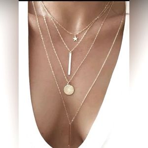 Gold tone layered necklace- 4 in 1!